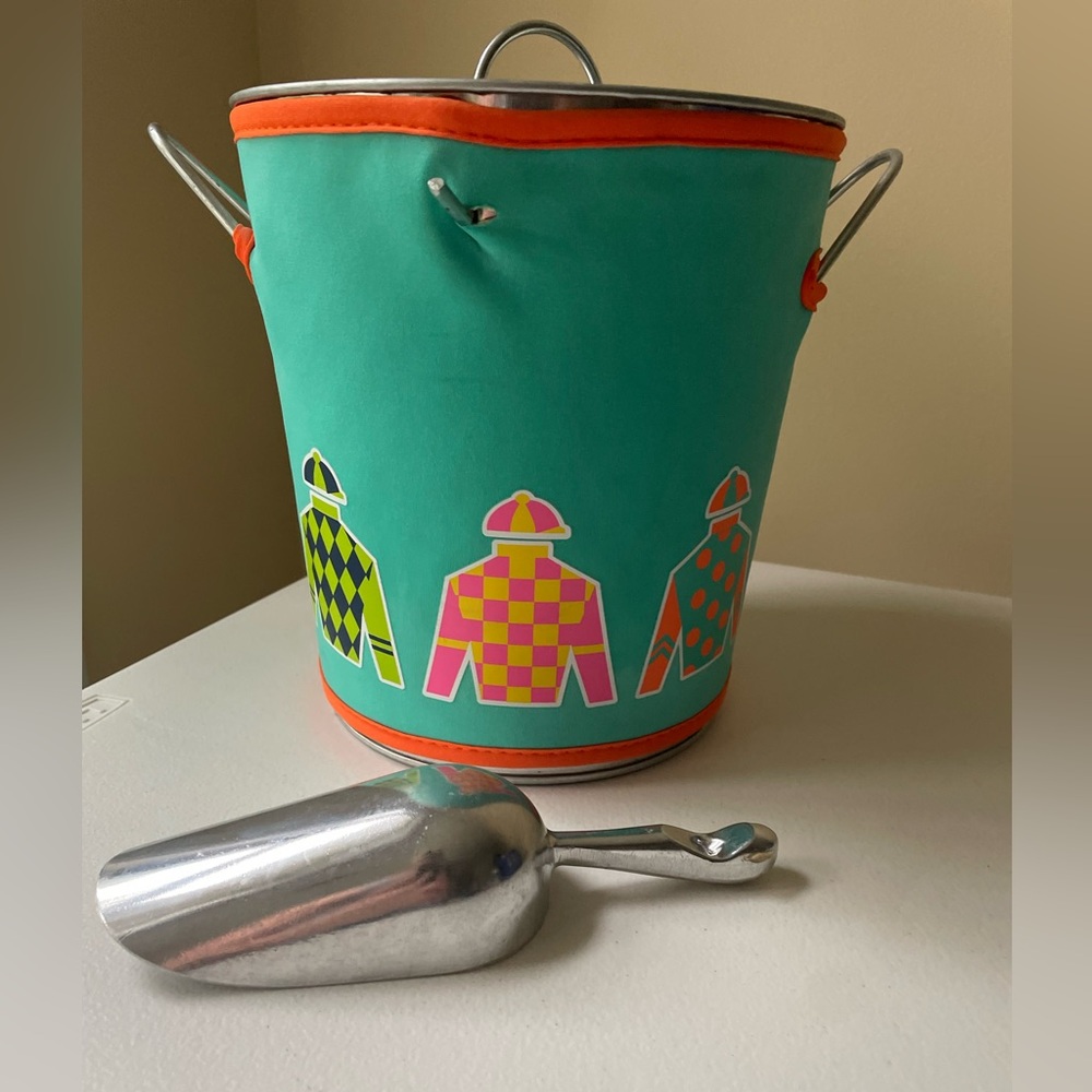 Jockey Metal Ice Bucket Thoroughbred Horse Racing